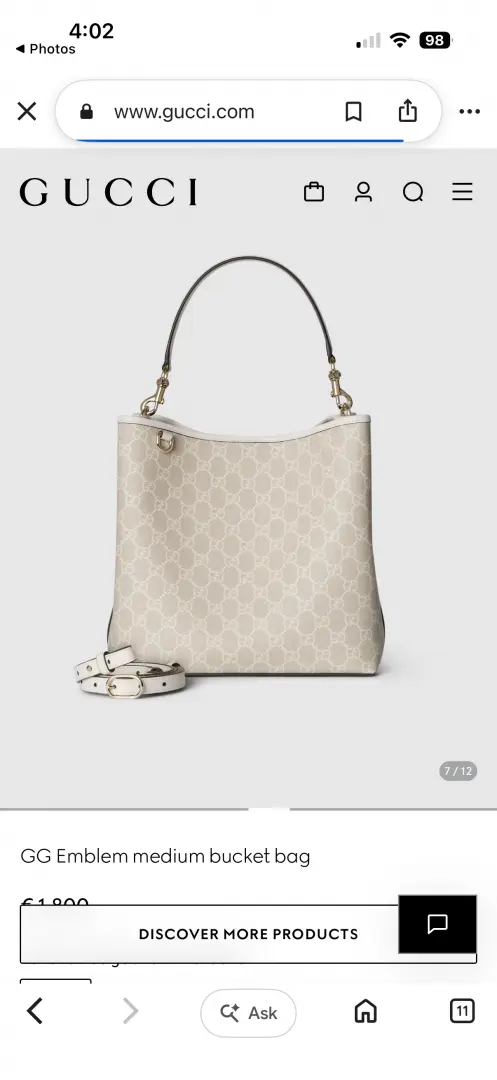 Gucci GG Emblem CB White Medium Bucket With Original DustCover & CarryBag - Image 4