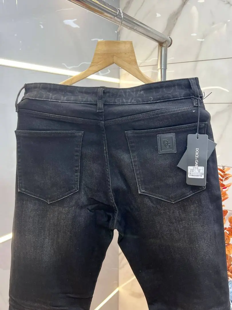 Dolce and Gabbana Green Shade Straight Fit Premium Imported Stretchable Lycra Fabric Denim with Metal Logo 3667 - Image 3