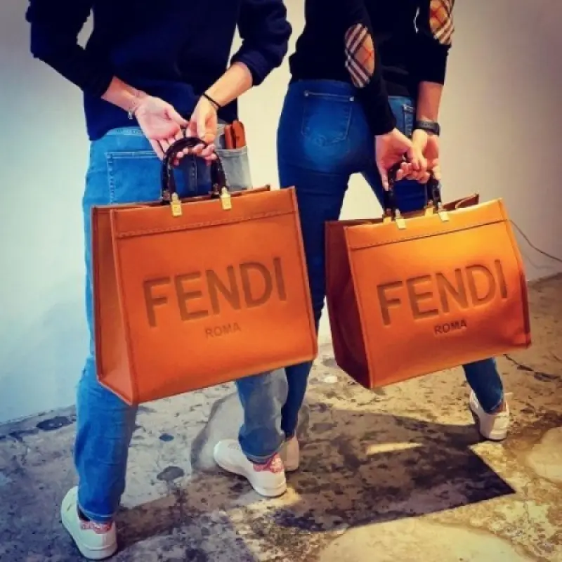 Fendi Roma Sunshine Tote Bag With Dust Bag & Shoulder Strap (Brown-126) - Image 4
