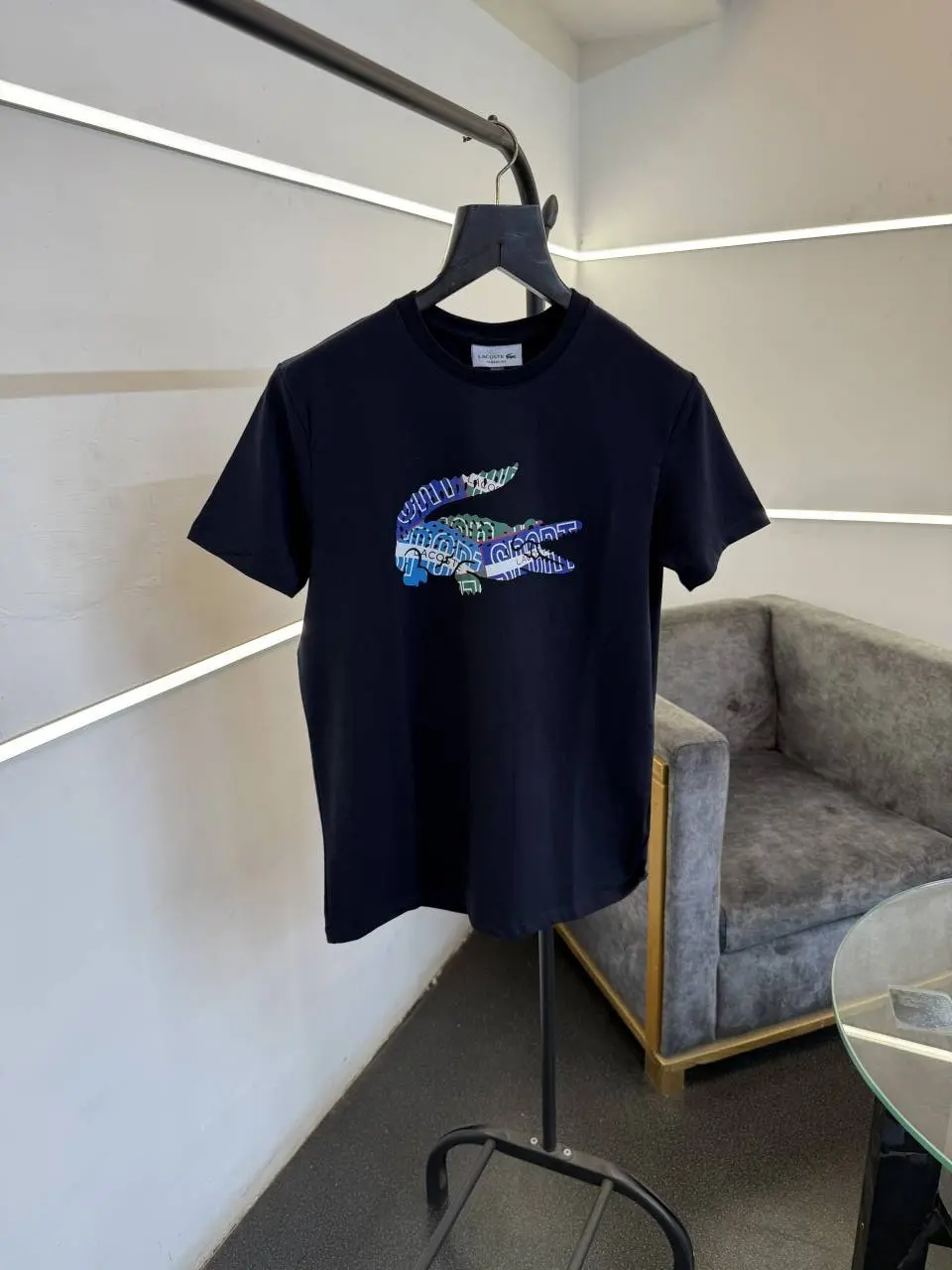 Lacoste Round neck imported tshirt navy blue sale