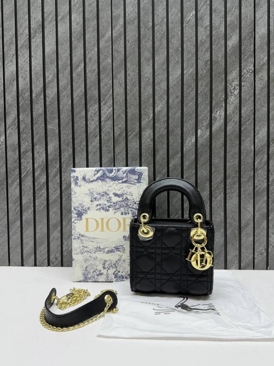 Dior 662 Lady Dioor Nano Black With Original Box Packing - Image 4