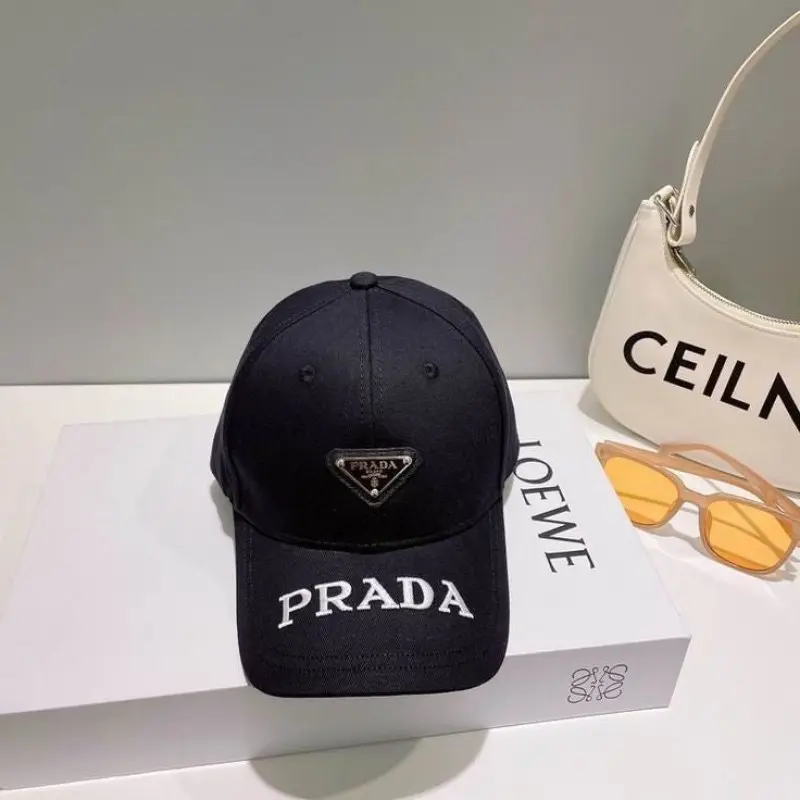 Prada Re Edition Double Front Logo Black Premium Unisex Cap (With Safety Box) - Image 2