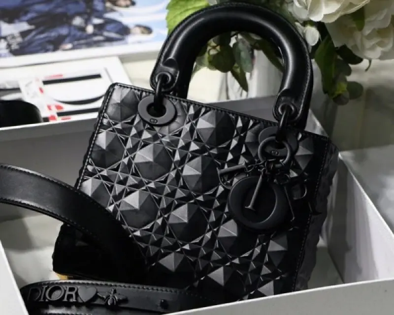 Dior Lady My ABC Bag With OG Box With Dust Bag & Extra Shoulder Strap (Black 3D-208) - Image 6