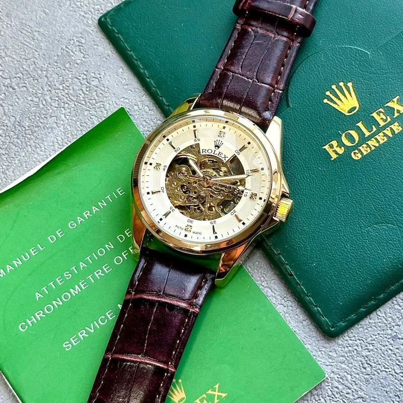 Rolex Automatic leather BrownGold - Image 4