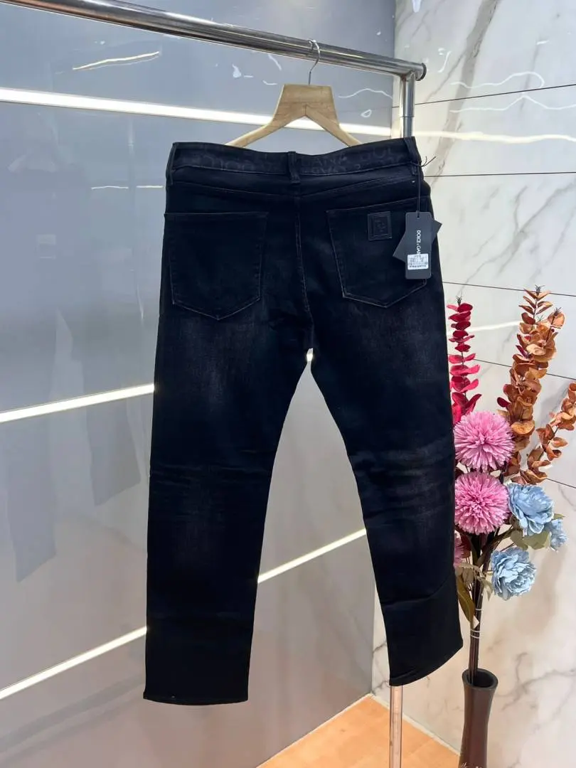 Dolce and Gabbana Green Shade Straight Fit Premium Imported Stretchable Lycra Fabric Denim with Metal Logo 3667 - Image 4
