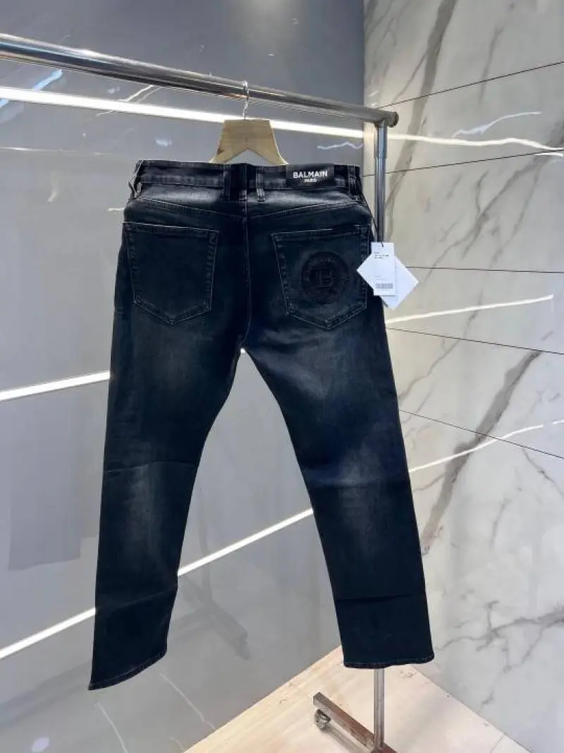Balmain Paris Blue Shade Premium Imported Stretchable Lycra Fabric Straight Fit Denim Sale Offer 2841 - Image 3