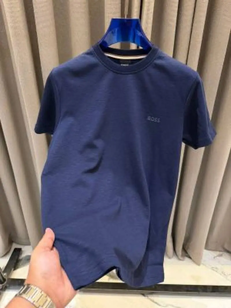 Boss Chest Logo Round Neck T-shirt Navy - Image 2