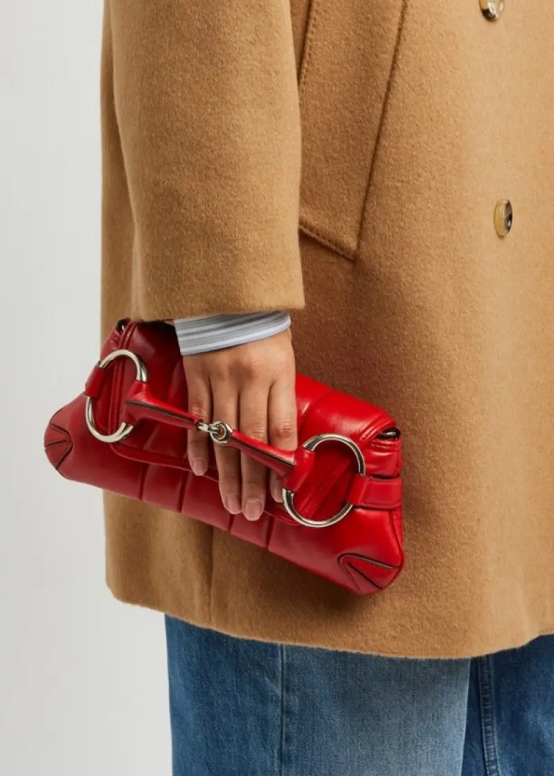 Gucci GG Horsebit Chain Shoulder Bag With OG Box & Dust Bag & 2 Belts & 1 Chain (Red-725) - Image 3