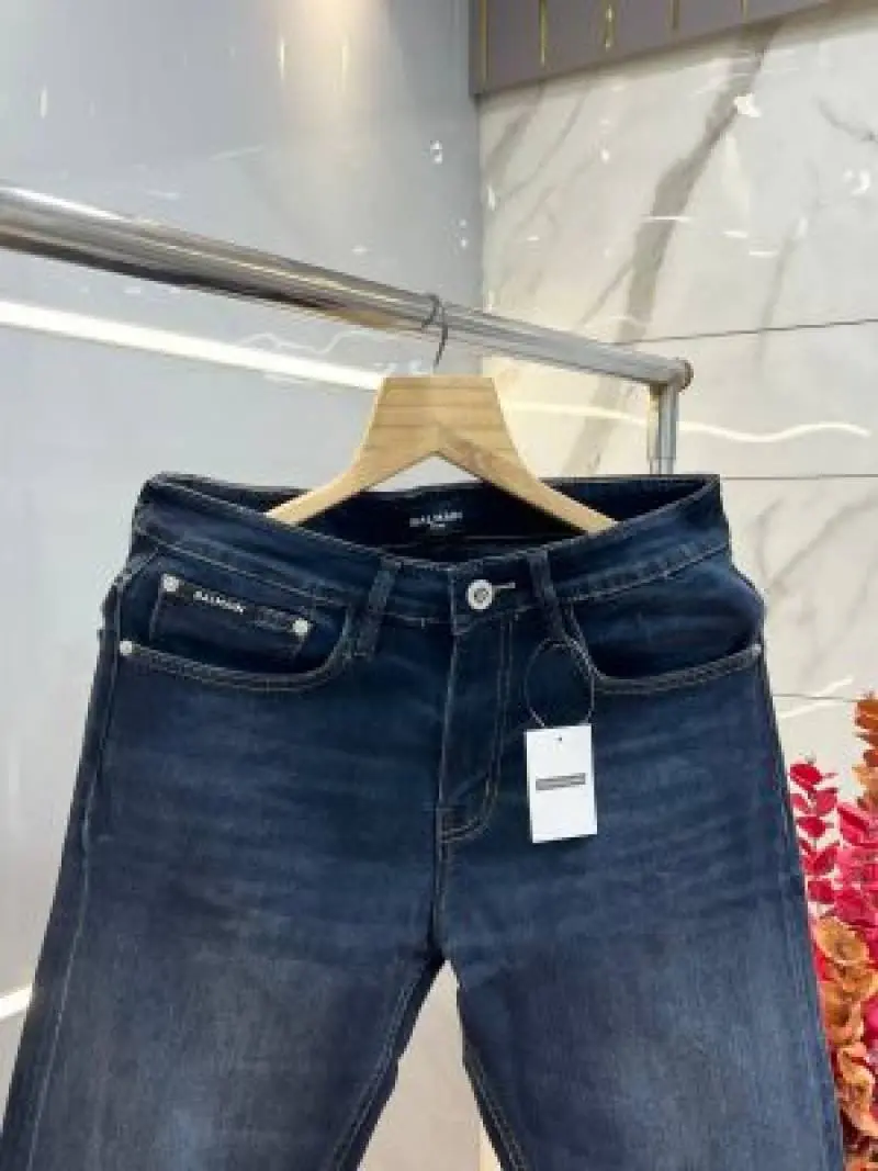 Balmain Paris blue Shade Straight fit Premium Imported Stretchable Lycra Fabric Denim with Back Metal Design 3842 - Image 3