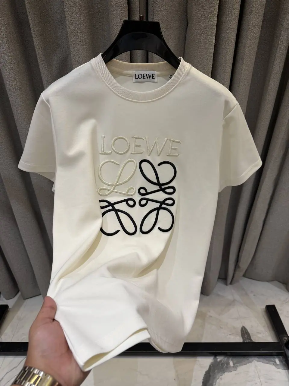 Loewe Cream Round Neck Premium Tshirt - Image 2