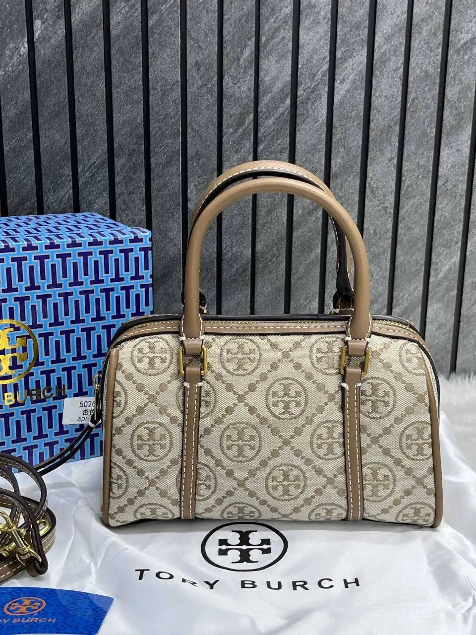 Tori Burch Mini Boston Brown With OriginalBox DustCover - Image 3