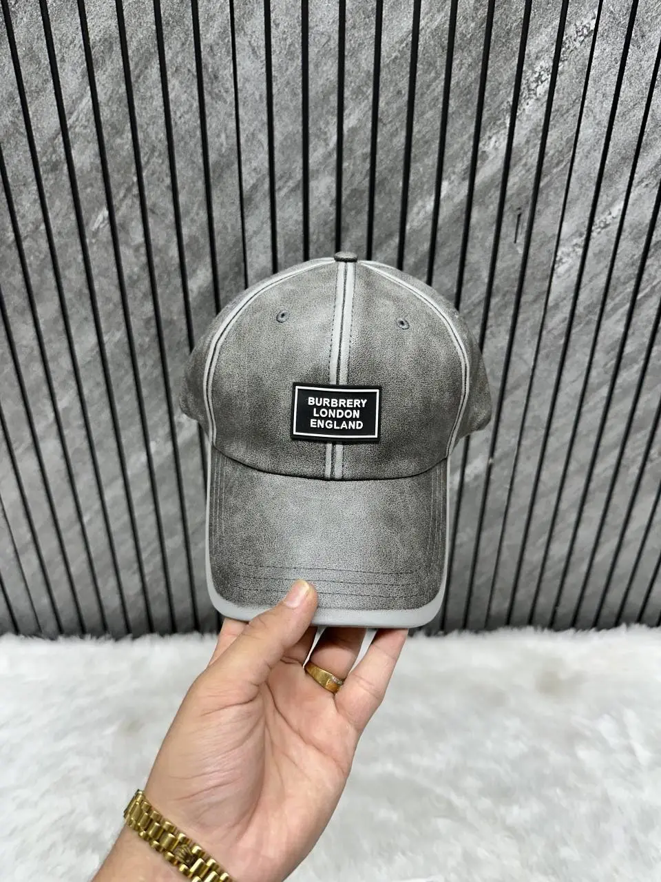 Burberry 11 Highend Premium Graphite Unisex Cap With Original Polly bag - Image 2