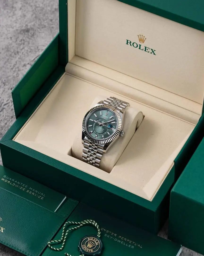 Rolex Oyster Perpetual Sky Dweller Silver-Green - Image 3