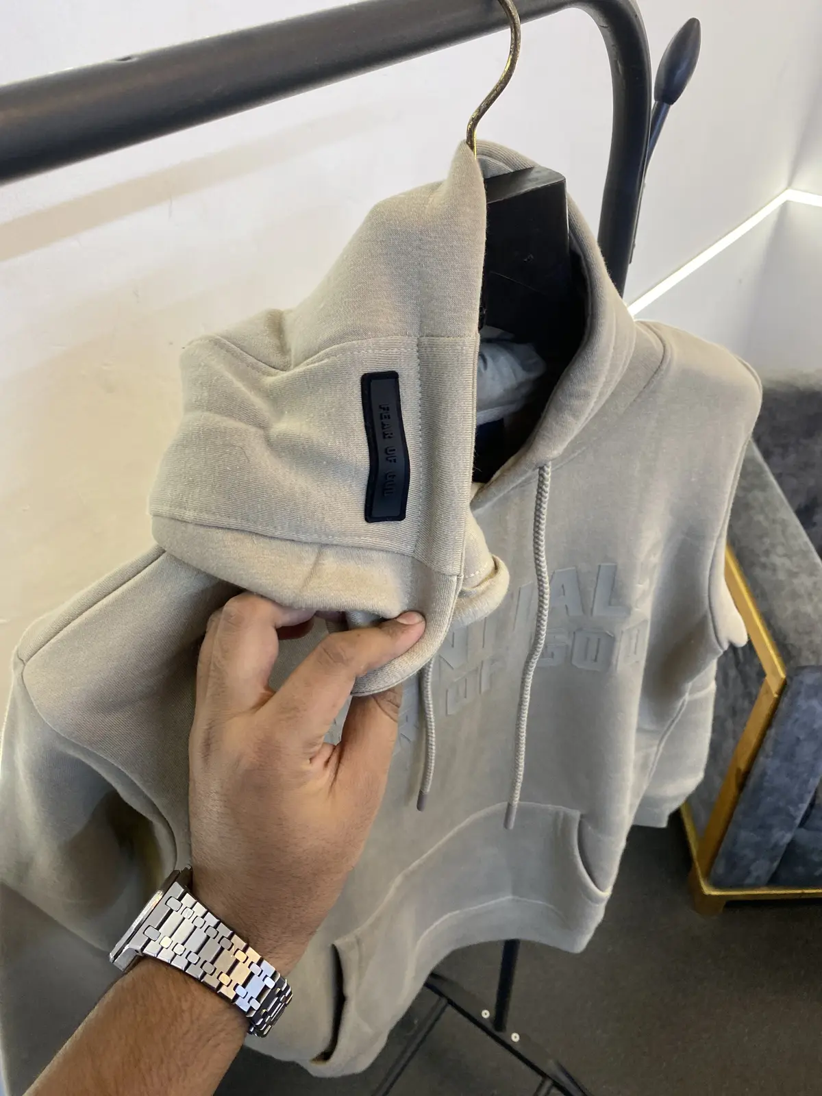 Essentials fear of god imported hoodie dusty beige - Image 3