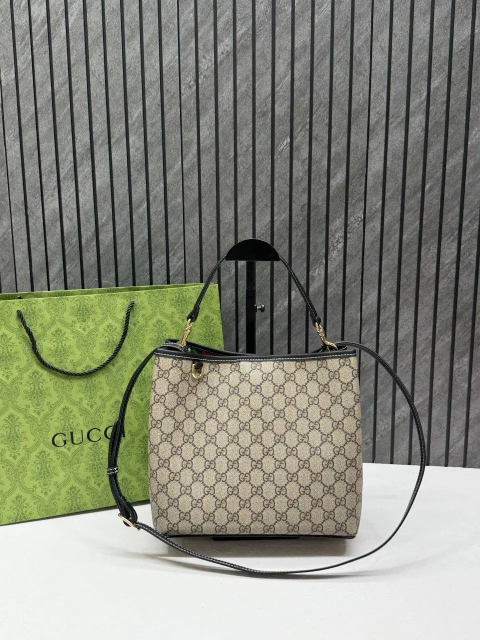 Gucci GG Emblem CB Black-Mono Medium Bucket With Original DustCover & CarryBag - Image 7