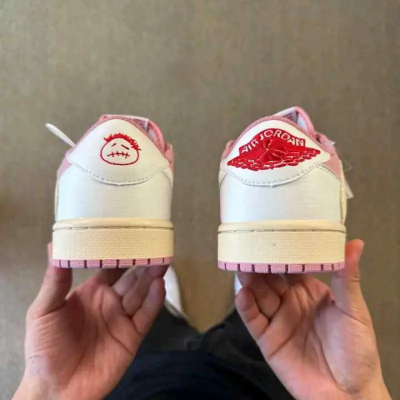 Travis Scott x Nikkee Air jordan 1 low OG Shy pink semi ua - Image 4