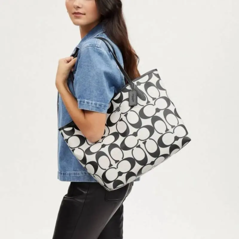 Signature City Limited Edition Premium Tote Bag With OG Magnetic Box & Dust Bag (Black White-874) - Image 5