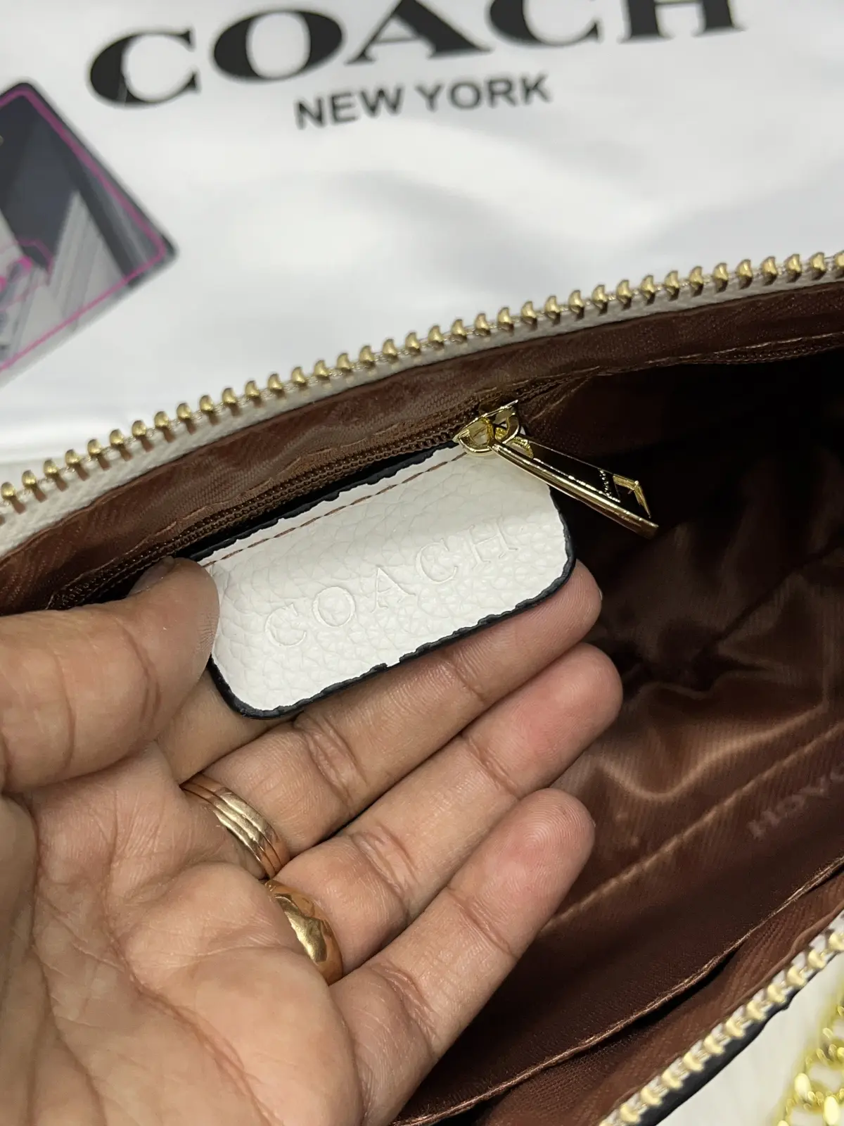 Coach Large White Wristlet With DustCover - Image 6