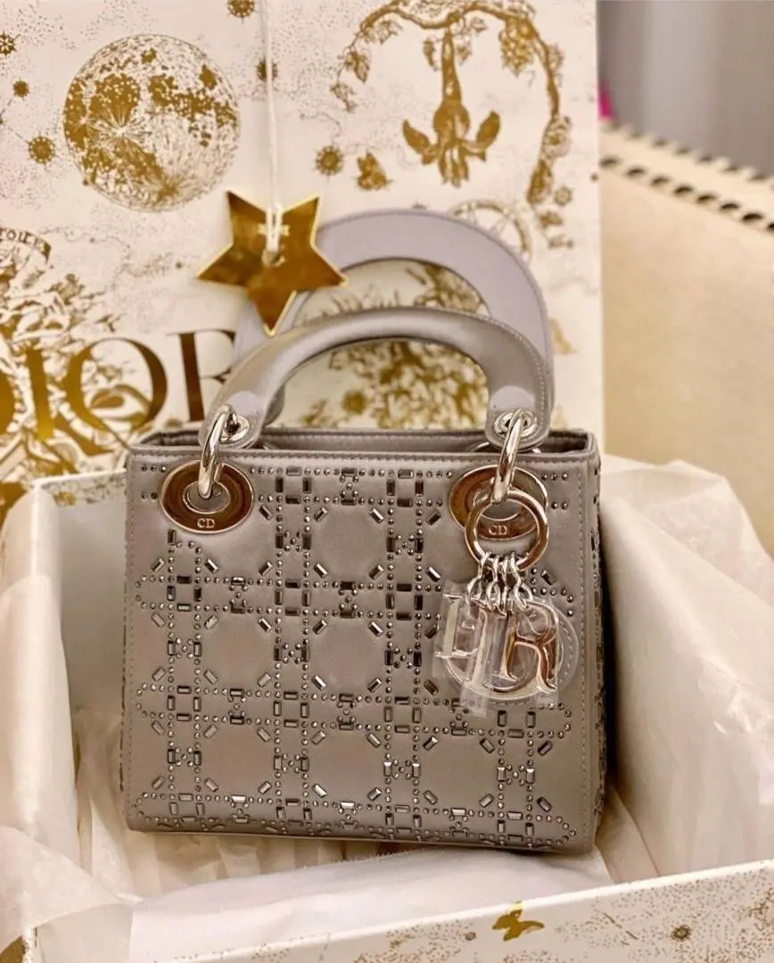 Dior Lady 8818 Starss Cannage Satin Medium Handbag With Original Box & DustCover - Image 4