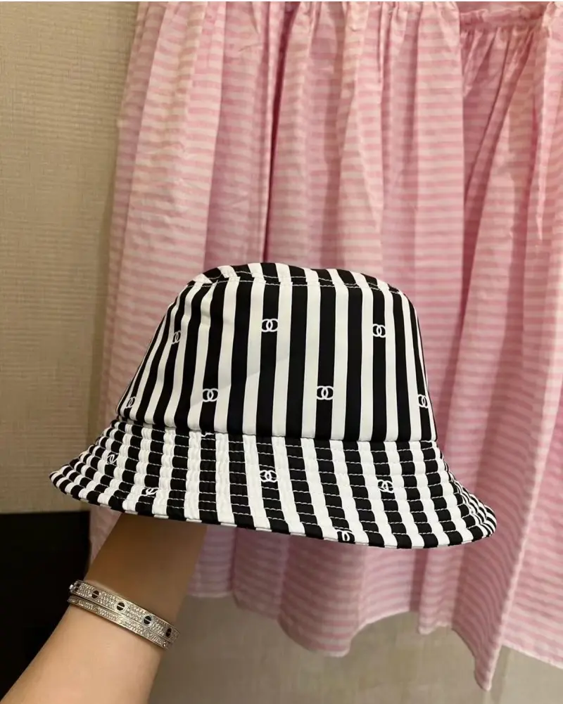 Chanel Black And White Stripes Premium Bucket Hat (With Safety Box) - Image 7