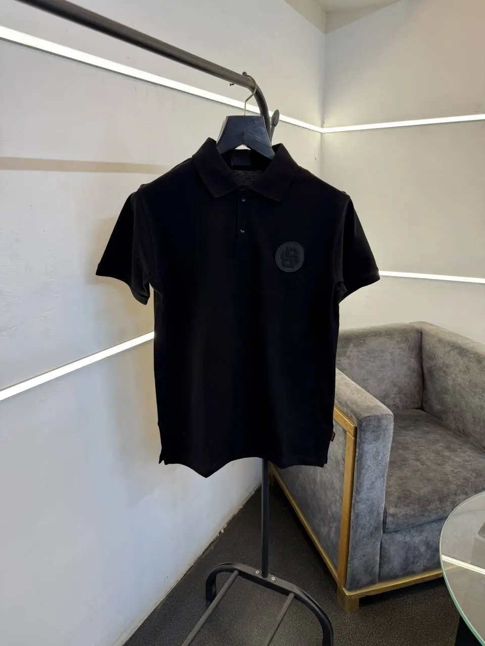 Hugo bos matty fabric imported polo tshirt white brand logo on chest black sale