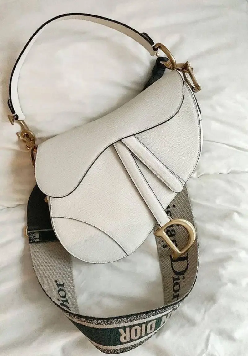 Dior CB Saddle With OriginalBox CarryBag White Leather