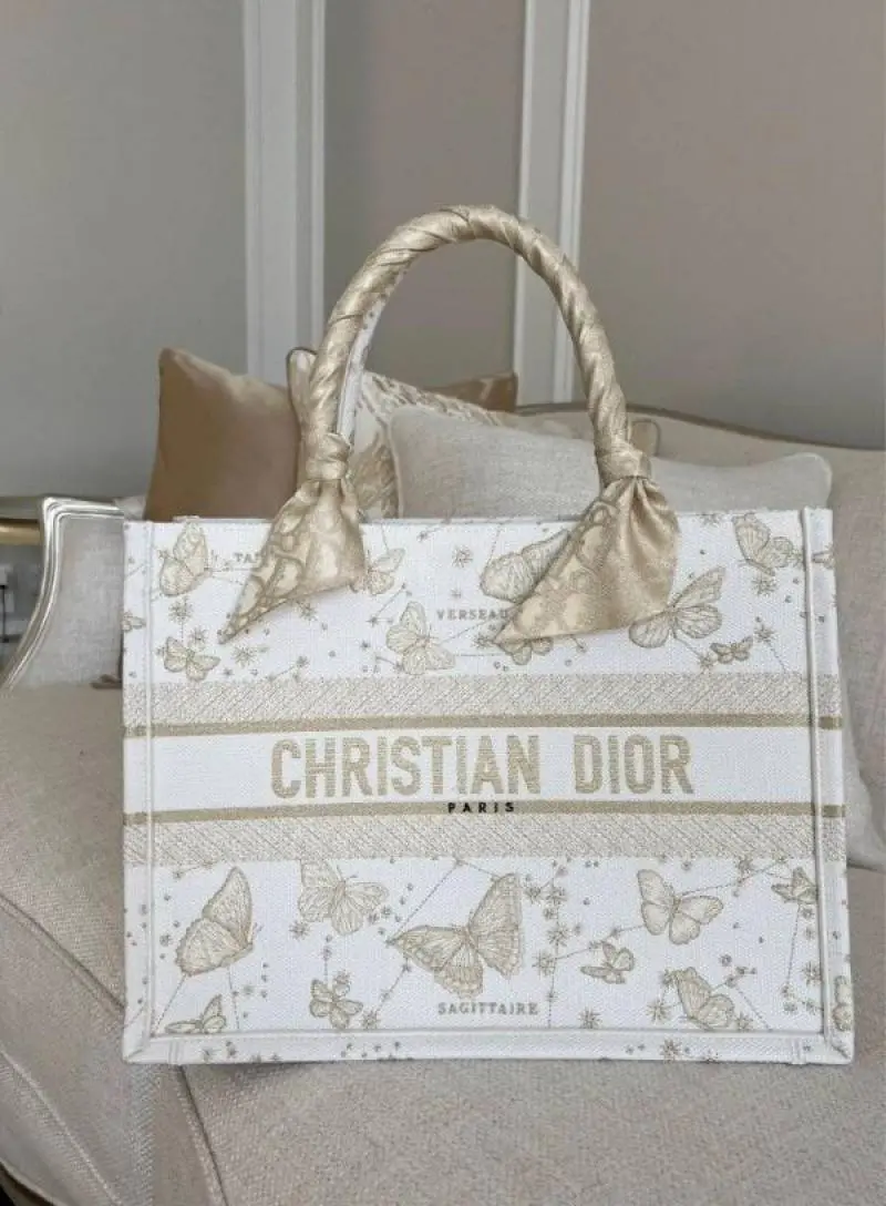 Dior Book Mini Tote Premium Oblique With OG Box & Dust Bag & Scarf (Butterfly-957) - Image 2