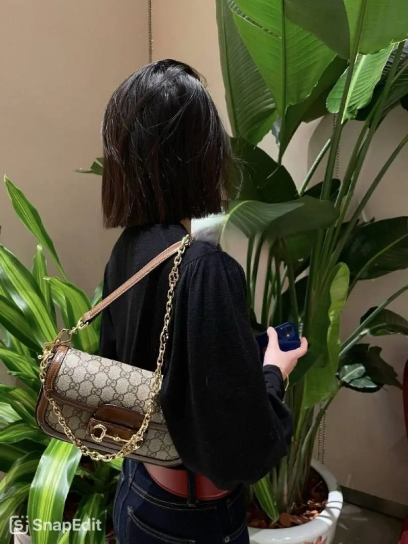 Gucci GG Horsebit 1955 Monogram Crossbody Shoulder Bag With OG Box & Dust Bag (Brown-987) - Image 2