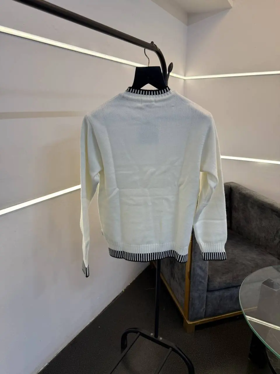Loewe imported knitted sweatshirt with brand logo on chest white - Image 3