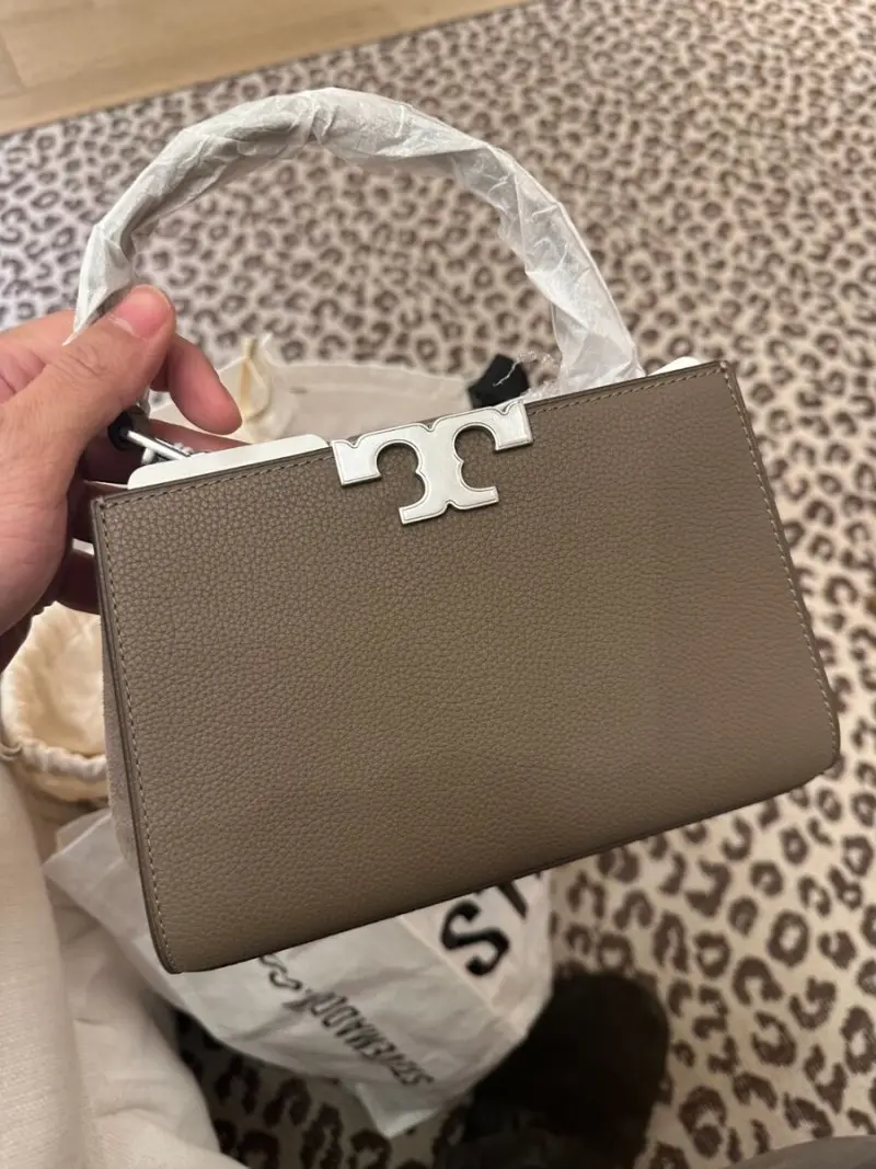 Tori Burch Khakhi Mini Eleanor Satchel Bag With Box - Image 2