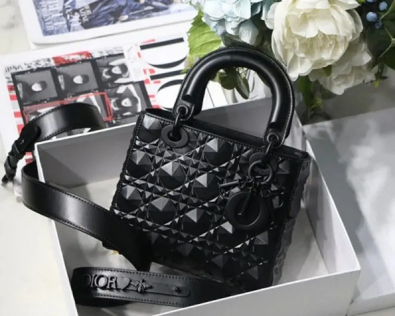 Dior Lady My ABC Bag With OG Box With Dust Bag & Extra Shoulder Strap (Black 3D-208) - Image 5