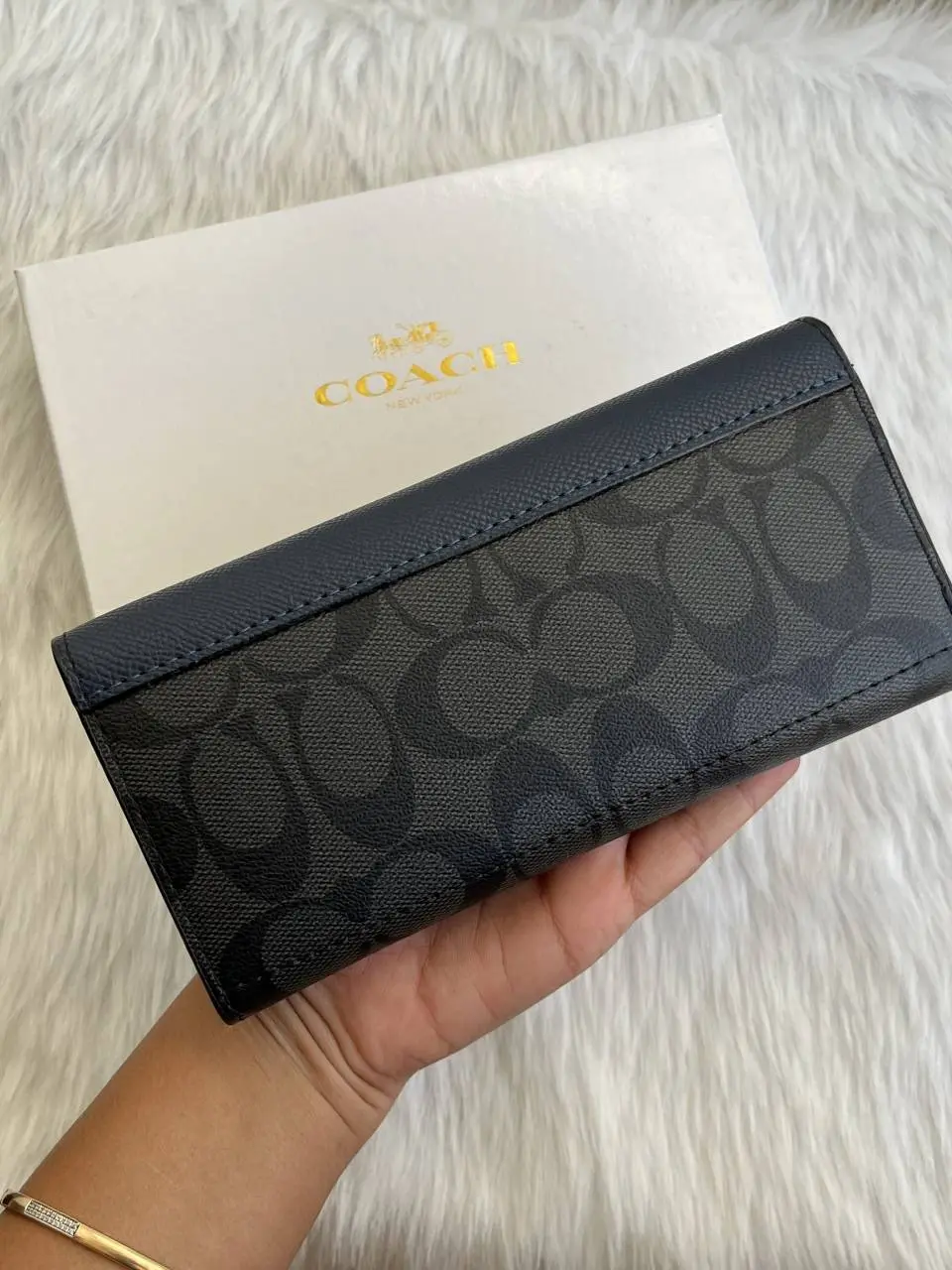 Coach 67 Blue 3 Fold Wallet With OriginalBox - Image 3
