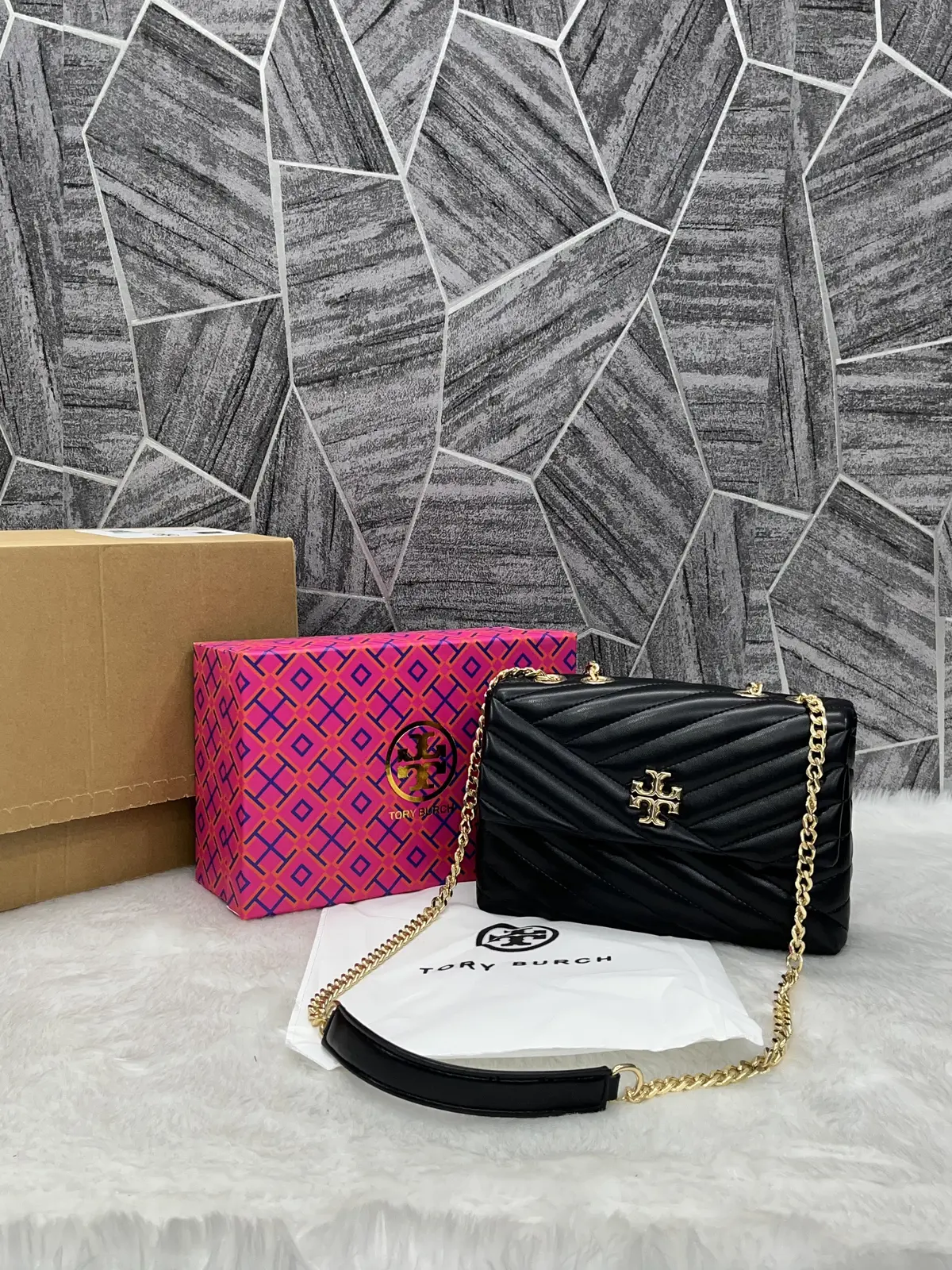 Tori Burch Kira BlackGold Quilted Shoulder With DoubleBox - Image 2
