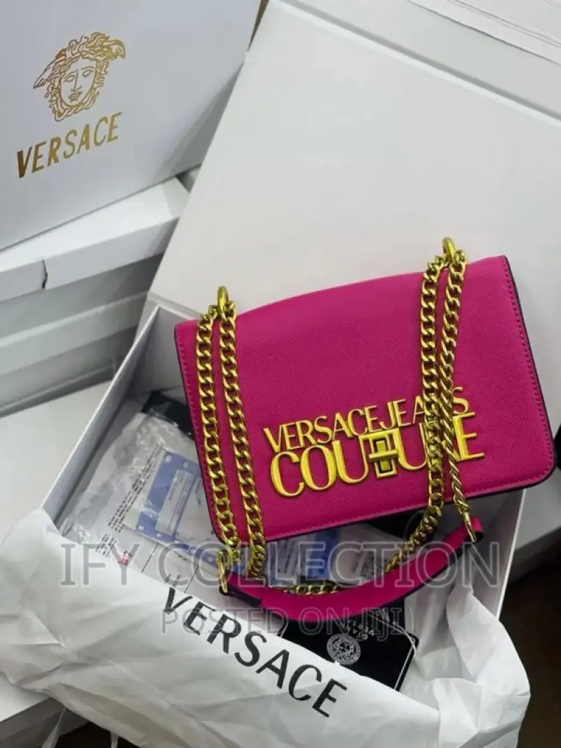 Versace Jeans Couture Saffiano Lock Crossbody Bag With OG Gift Box & Dust Bag (Pink - 526) - Image 6