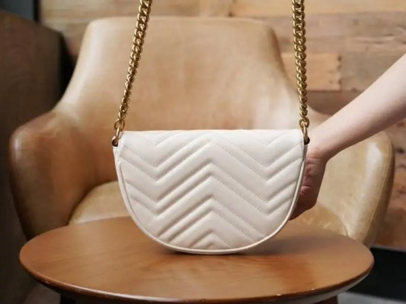 Gucci GG Marmont Moon Premium Shoulder Bag With OG Box & Premium Dust Bag & Carry Bag (White - 905) - Image 4