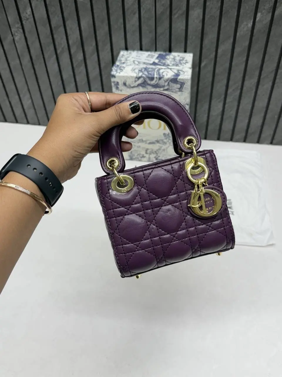 Dior 662 Lady Dioor Nano Purple With Original Box Packing - Image 4