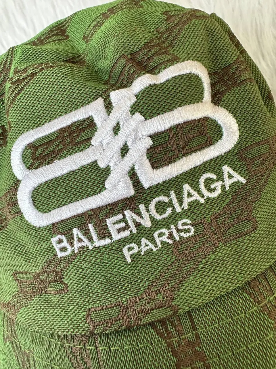 Balenciaga BB Monogram Green Premium Unisex Bucket Hat With Safety Box - Image 3