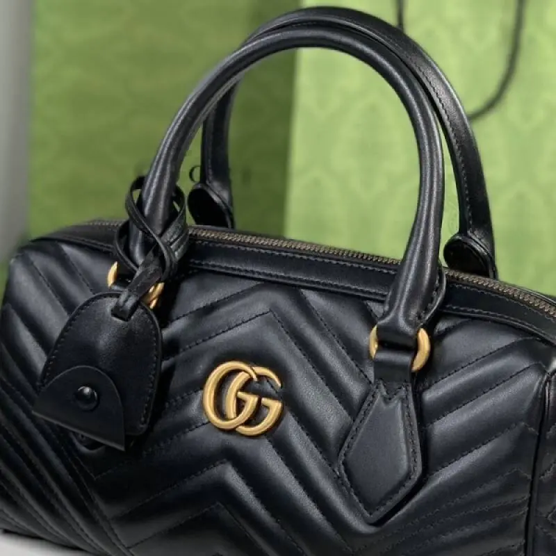 Gucci 746319 Marmont Top Handle Speedy Premium Bag With OG Box & Dust Bag & Carry Bag & Accessories (Black-902) - Image 8