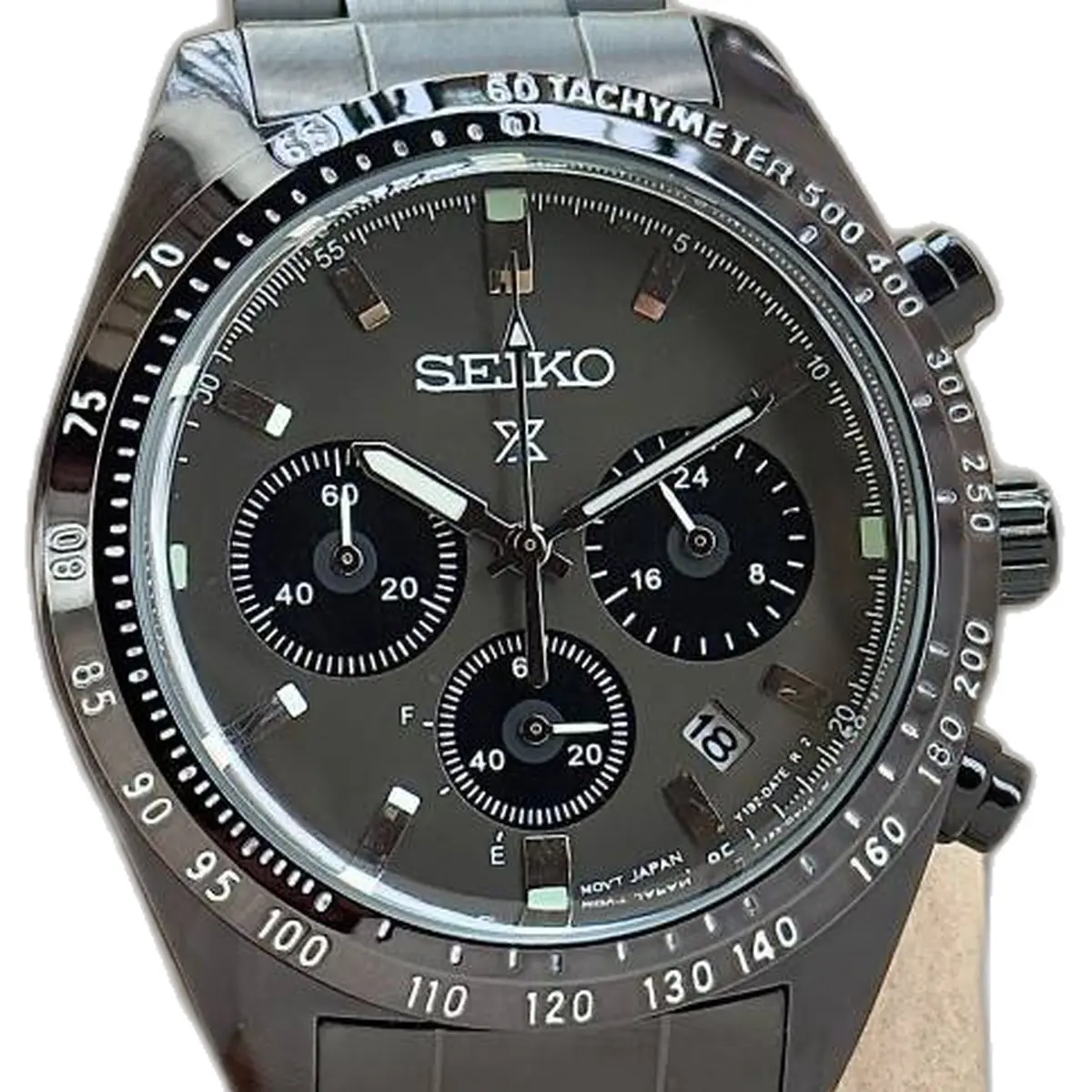 Seiko Prospex Speedtimer Chronograph black -grey - dial close-up