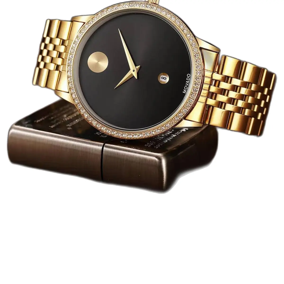 Movado Museum Classic Diamond Gold-Black - strap