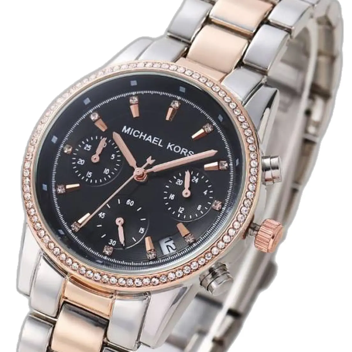 Michael Kors Bryant Chronograph 2Ton-Copper-Black - dial close-up
