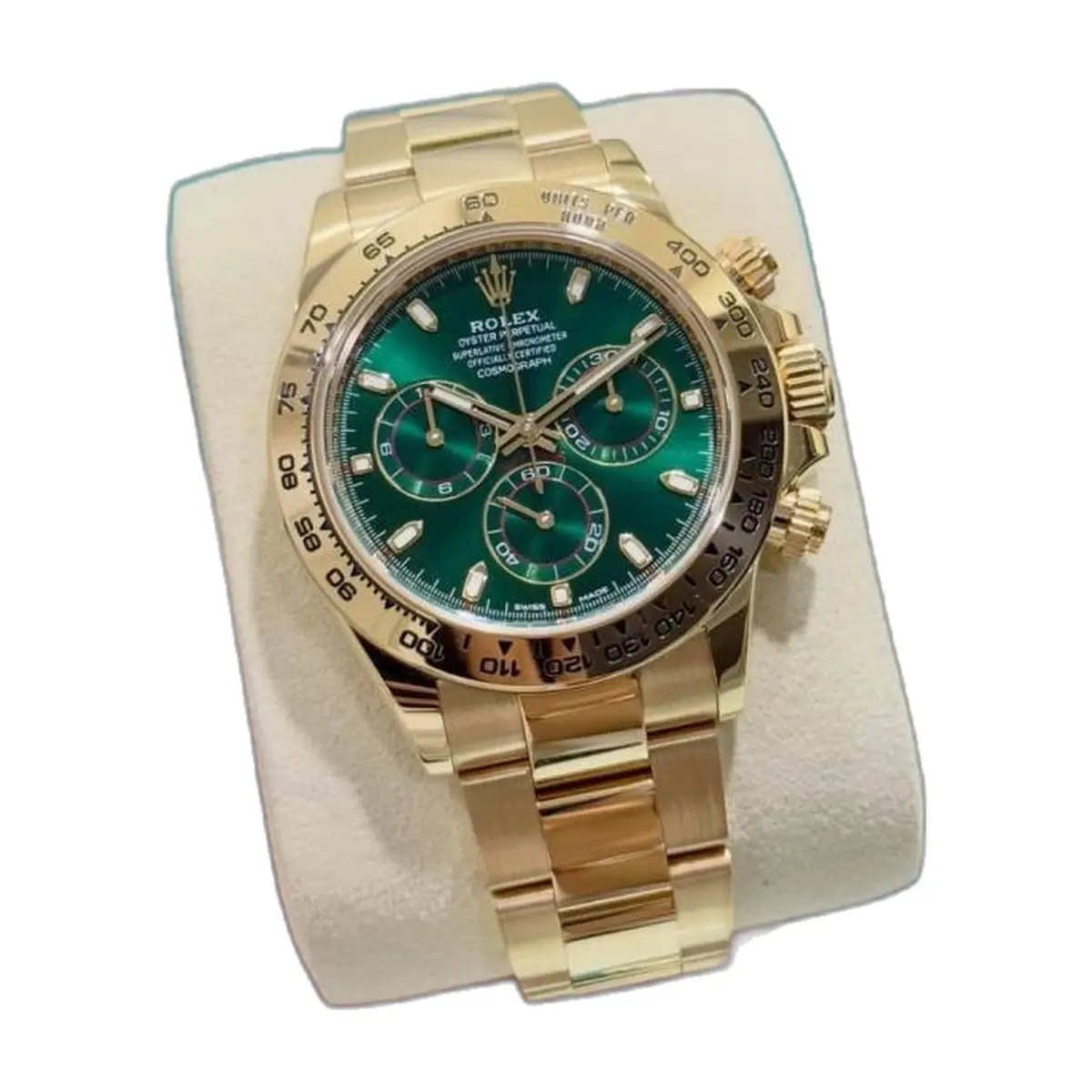 Rolex Oyster Perpetual Daytona Chosmograph Gold-Green - front view
