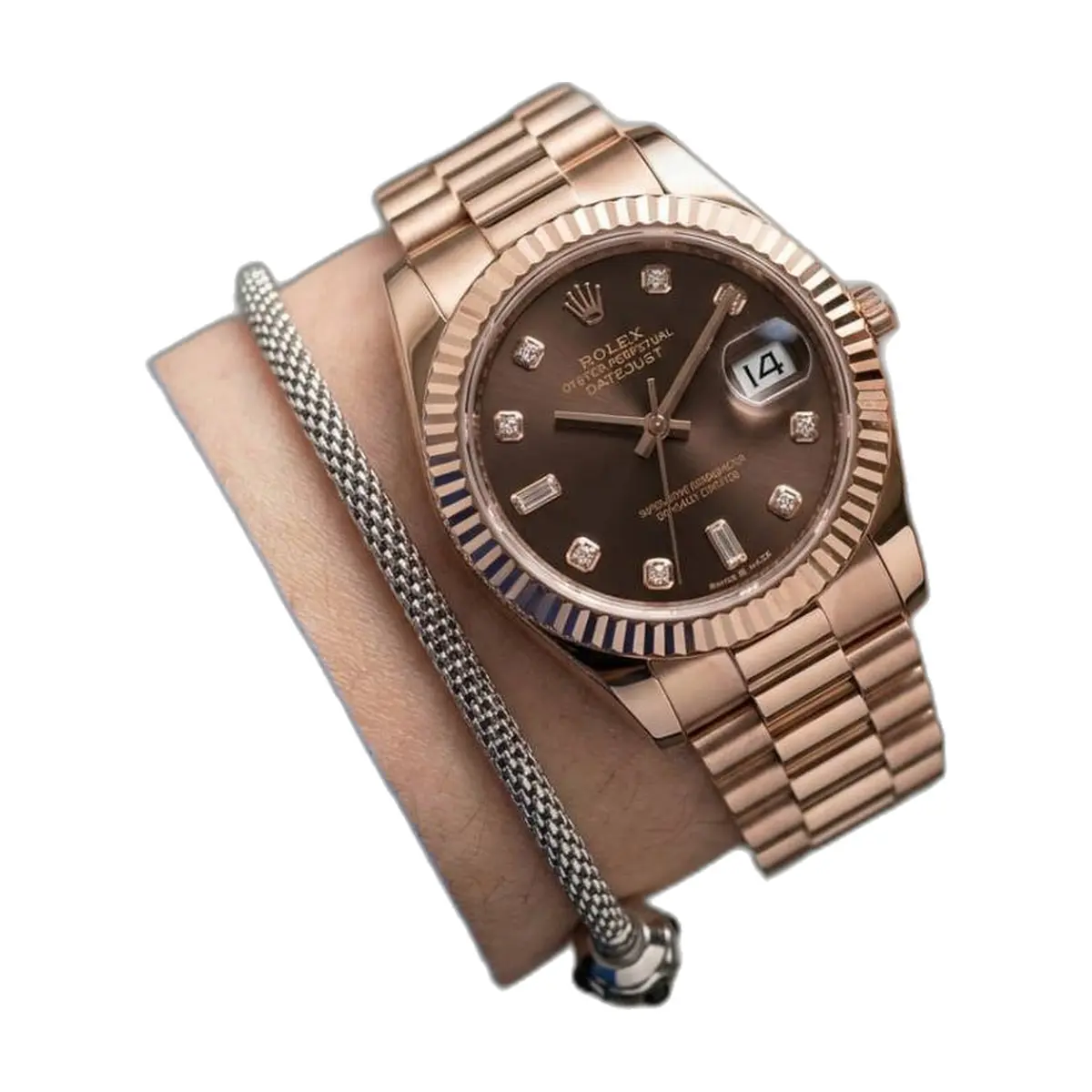 Rolex Oyester Perpetual Date Just Ladies Copper-Brown - front view