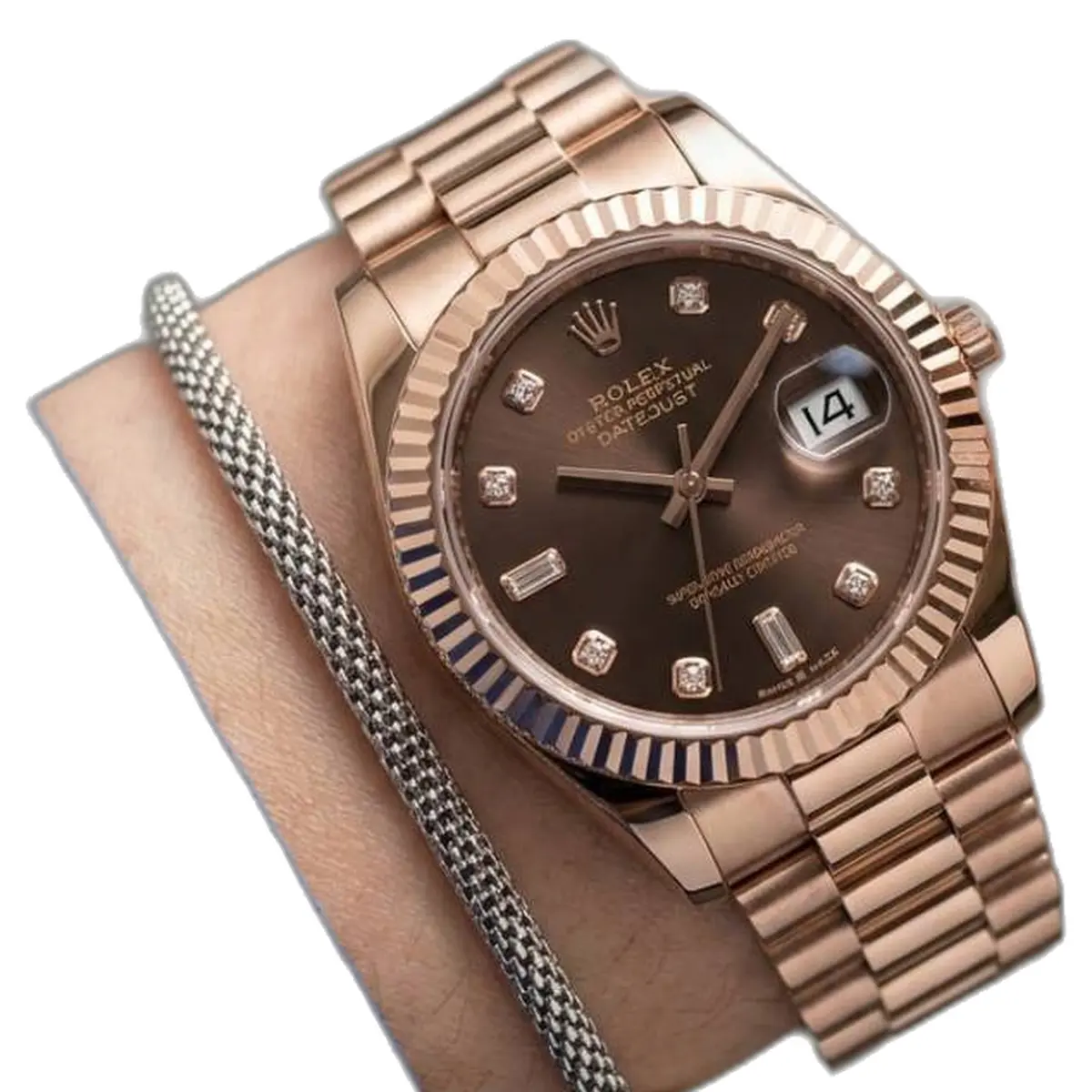 Rolex Oyester Perpetual Date Just Ladies Copper-Brown - dial close-up