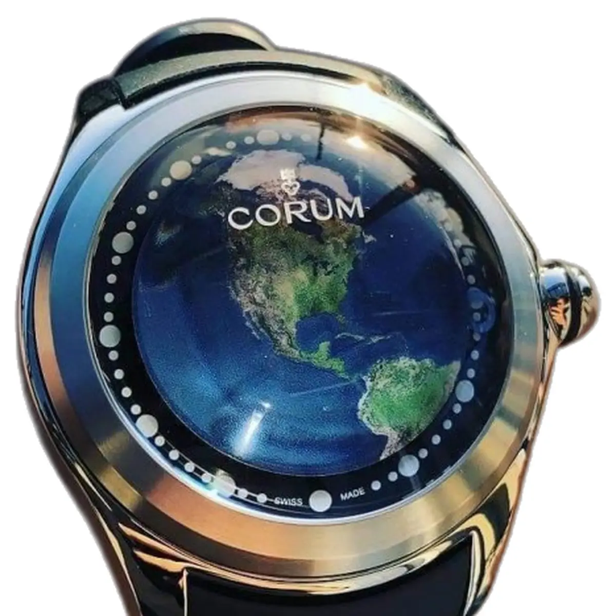 Corum Big Bubble Earth Japan - dial close-up