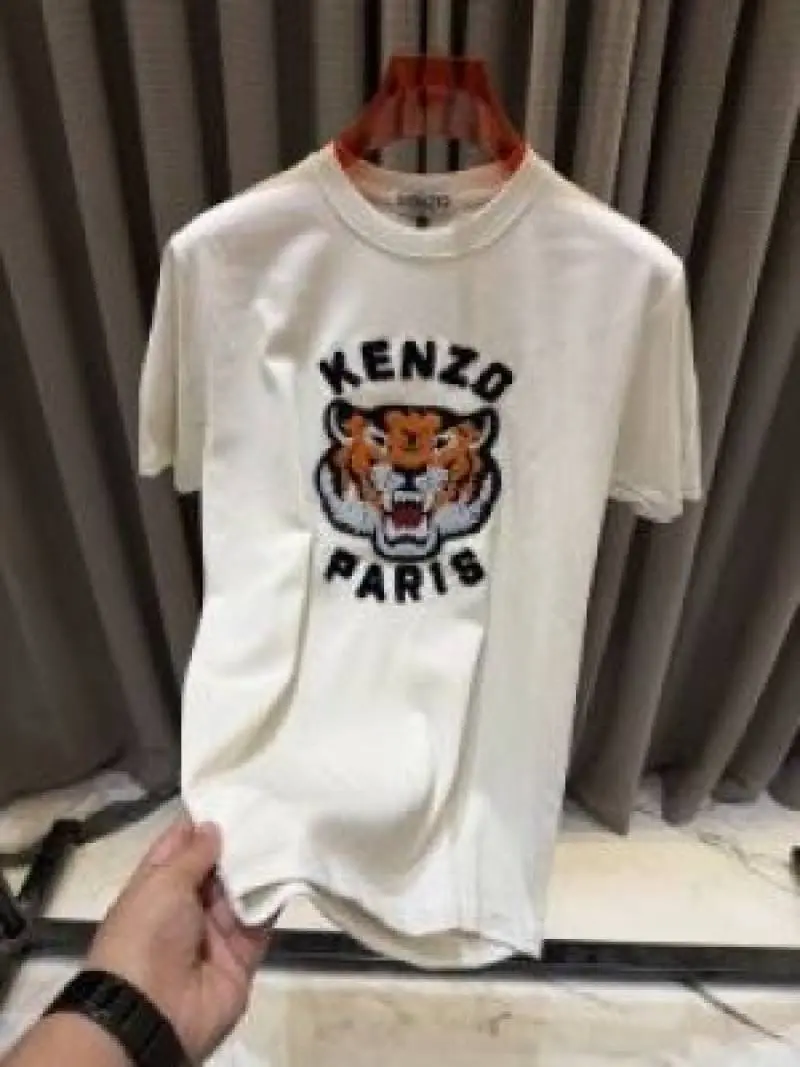 Kenzo Paris Creamish Premium Embossed Print Tshirt - Image 3