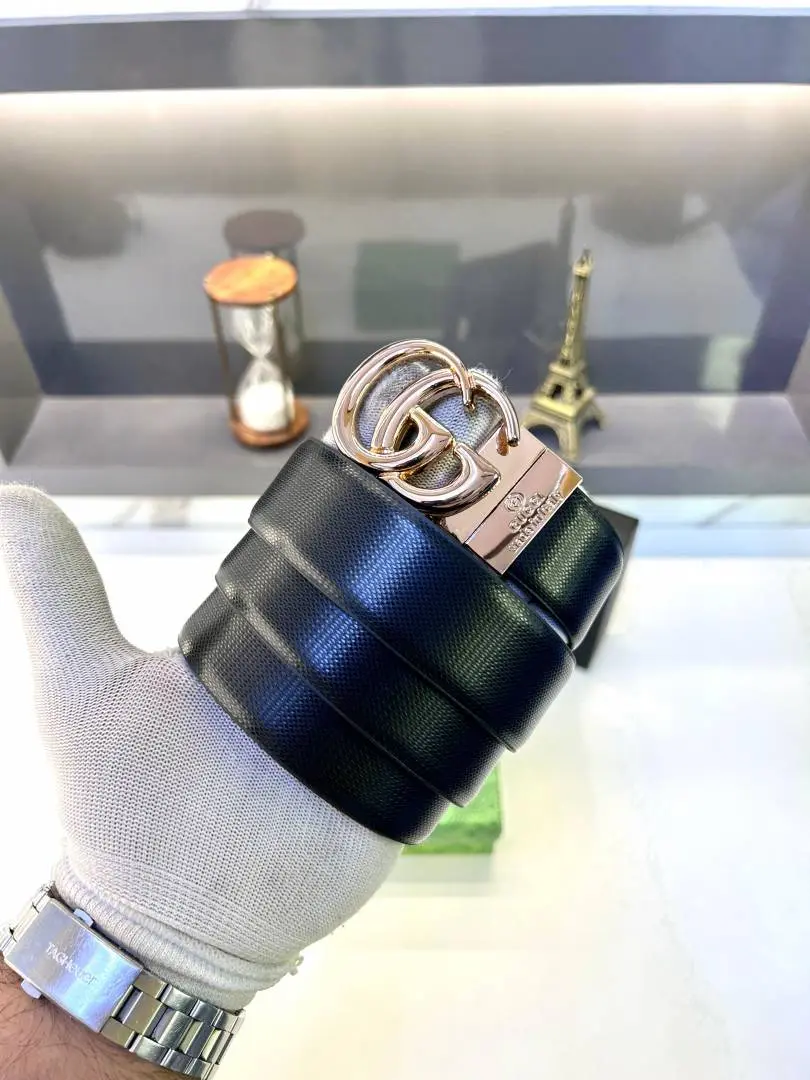 Gucci Glossy Golden Reversible Belt Fa 668
