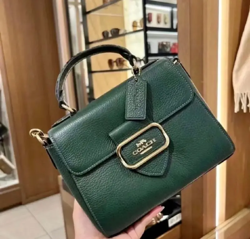 Coach Morgan Top Handle Signature Bag With OG Box & Dust Bag (Green-344) - Image 6
