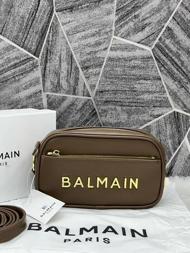 Balmain Brown Monogram Camera Crossbody Bag Unisex With OriginalBox - Image 2