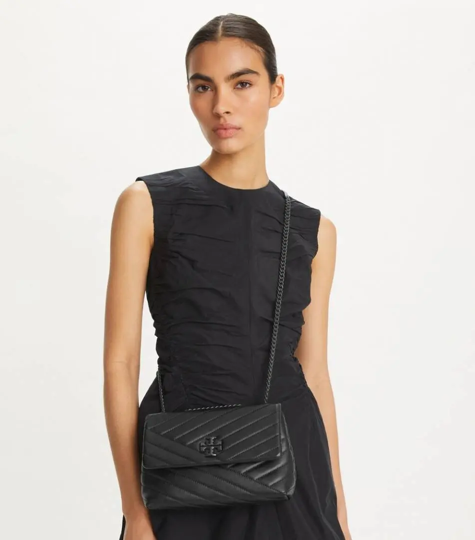 Tory Burcch All Black Kira Small Convertible Quilted Shoulder Bag With Double Box OG Packing - Image 5